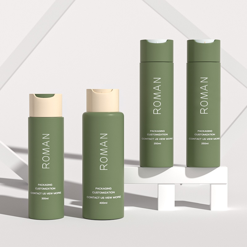 100ml 200ml 250ml 500ml Kosmetisk emballasje Klem plast kjæledyrsjampoflaske Lotionflaske med skivelokk