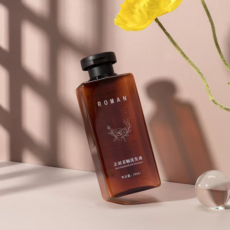 200 ml 300 ml hårtørrklemme hårolje PET-flaske med flip-top-hette Firkantet plastsjampo-dusjgel-lotionflaske