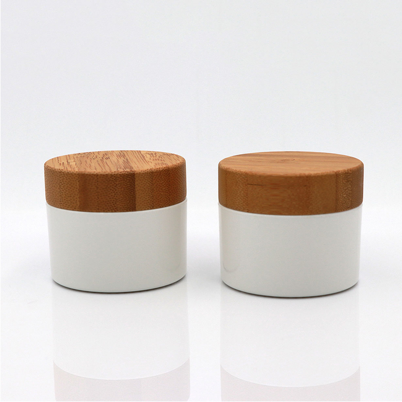 50 g 100 g 200 g 250 g frostet plast PP Body Butter Kosmetisk balsam ansiktskremkrukke med trykt bambuslokk 50 g 100 g 200 g 250 g frostet plast PP Body Butter Kosmetisk balsam ansiktskremkrukke med trykt bambuslokk