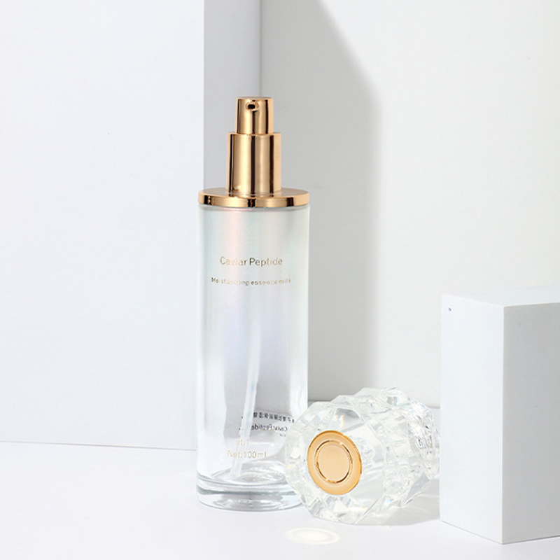 Farget gradient kosmetisk emballasjesett trykt tom ansiktskremkrukke Hudpleieglass lotionflaske med pumpe Farget gradient kosmetisk emballasjesett trykt tom ansiktskremkrukke Hudpleieglass lotionflaske med pumpe