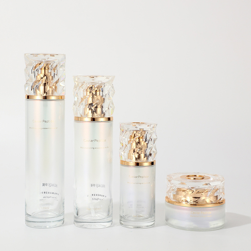 Farget gradient kosmetisk emballasjesett trykt tom ansiktskremkrukke Hudpleieglass lotionflaske med pumpe Farget gradient kosmetisk emballasjesett trykt tom ansiktskremkrukke Hudpleieglass lotionflaske med pumpe