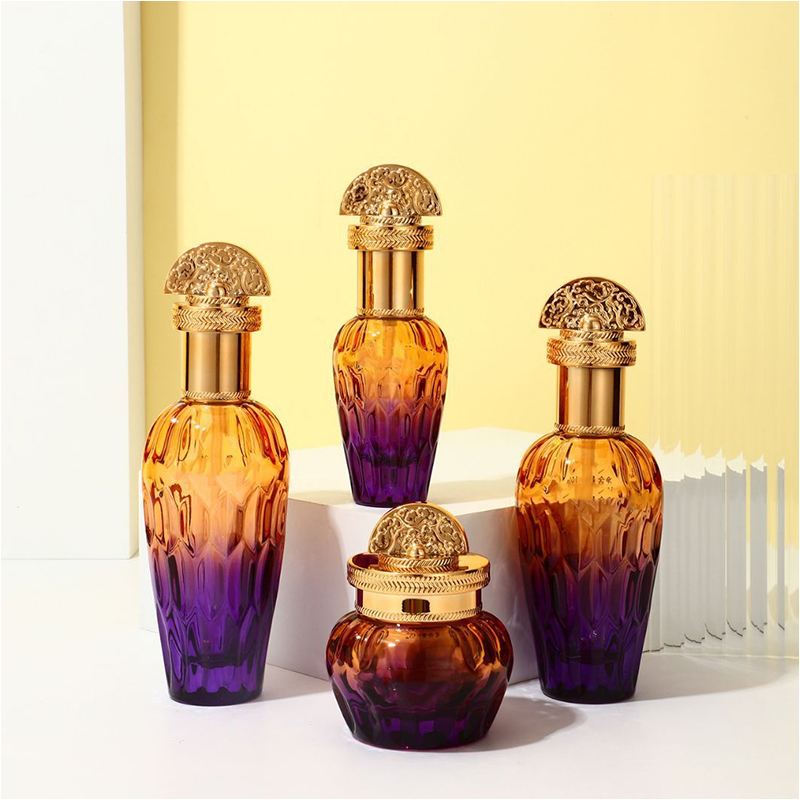 Frostet klart glass Hudpleieemballasje Kosmetikkbeholdere Glasslotionflaske med dråpepumpe Frostet klart glass Hudpleieemballasje Kosmetikkbeholdere Glasslotionflaske med dråpepumpe