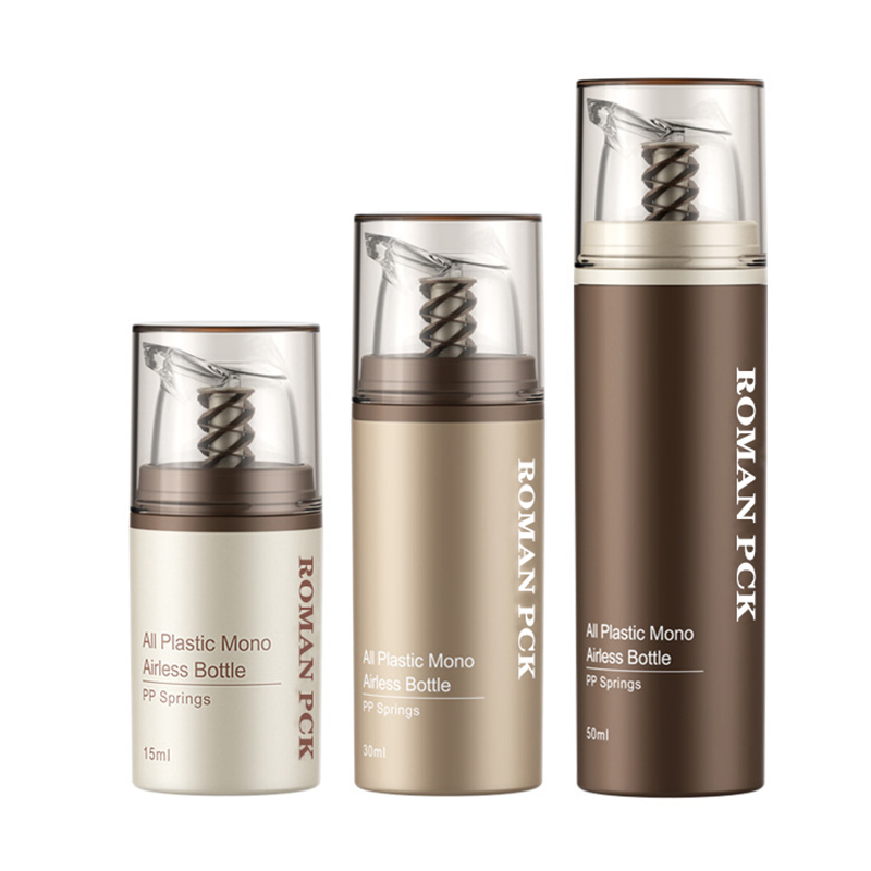 Brun plast luftløs kosmetisk krem klar pumpeflaske hudpleie dispenser sminkebeholder for krem gel lotion Brun plast luftløs kosmetisk krem klar pumpeflaske hudpleie dispenser sminkebeholder for krem gel lotion