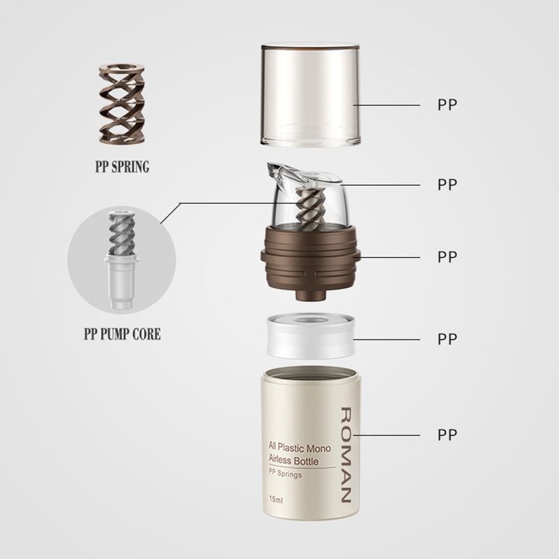 Brun plast luftløs kosmetisk krem klar pumpeflaske hudpleie dispenser sminkebeholder for krem gel lotion Brun plast luftløs kosmetisk krem klar pumpeflaske hudpleie dispenser sminkebeholder for krem gel lotion
