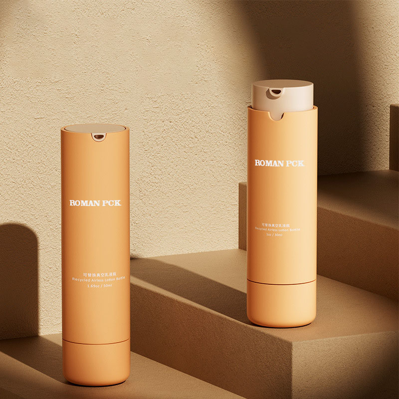 Oransje 15ml 30ml 50ml Plast luftløs pumpeflaske PP Som for Cream Lotion Hudpleie Kosmetisk serumemballasje