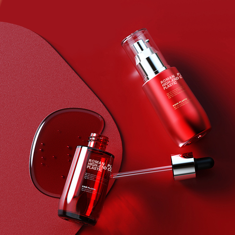 Etterfyllbar kosmetisk oljeflaske 50 ml Vinrød PETG Ansiktspleie Serum Droppflaske med Dropp for kremflaskesett Etterfyllbar kosmetisk oljeflaske 50 ml Vinrød PETG Ansiktspleie Serum Droppflaske med Dropp for kremflaskesett