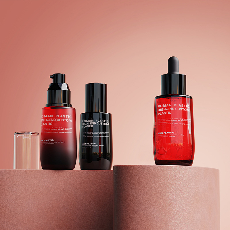 Etterfyllbar kosmetisk oljeflaske 50 ml Vinrød PETG Ansiktspleie Serum Droppflaske med Dropp for kremflaskesett Etterfyllbar kosmetisk oljeflaske 50 ml Vinrød PETG Ansiktspleie Serum Droppflaske med Dropp for kremflaskesett