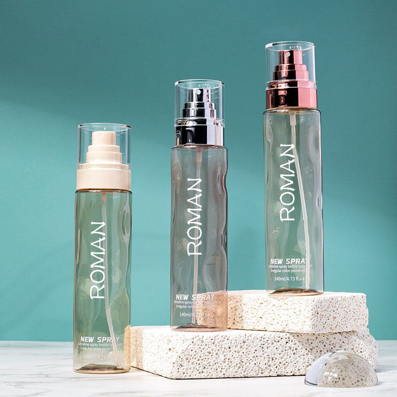 Klare runde kosmetiske plastspray tonerflasker tomme 100 ml 120 ml Foundation Body Lotion med gull sølv serumpumpeflaske Klare runde kosmetiske plastspray tonerflasker tomme 100 ml 120 ml Foundation Body Lotion med gull sølv serumpumpeflaske