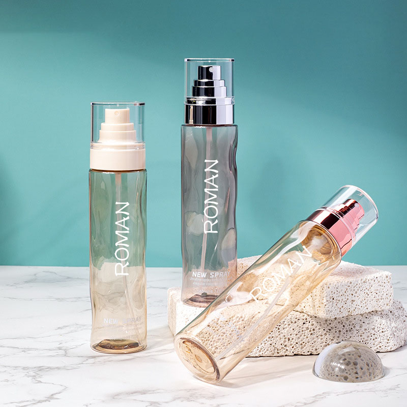 Klare runde kosmetiske plastspray tonerflasker tomme 100 ml 120 ml Foundation Body Lotion med gull sølv serumpumpeflaske Klare runde kosmetiske plastspray tonerflasker tomme 100 ml 120 ml Foundation Body Lotion med gull sølv serumpumpeflaske