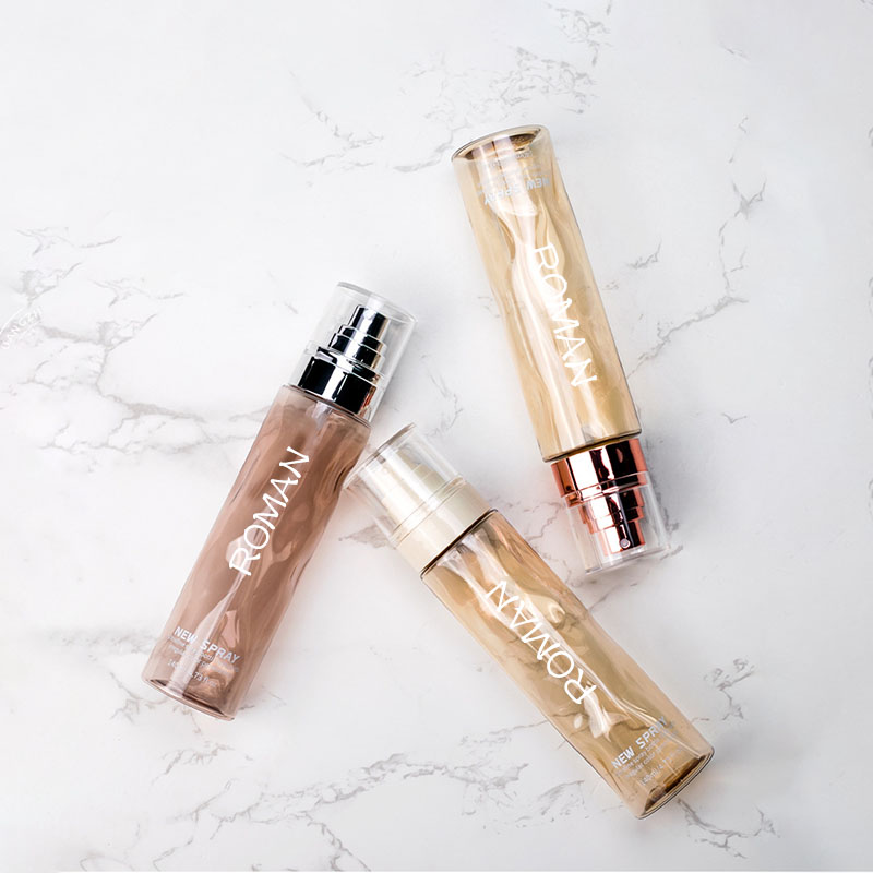 Klare runde kosmetiske plastspray tonerflasker tomme 100 ml 120 ml Foundation Body Lotion med gull sølv serumpumpeflaske Klare runde kosmetiske plastspray tonerflasker tomme 100 ml 120 ml Foundation Body Lotion med gull sølv serumpumpeflaske