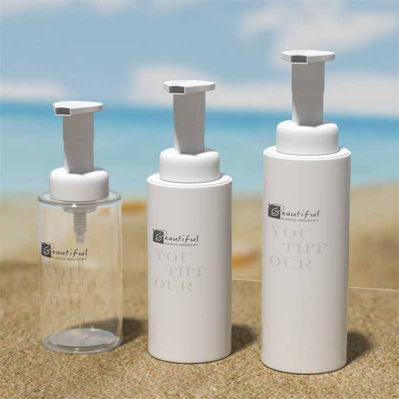 100ml 120ml 150ml 200ml 300ml Hvit PET-flaske med hvit skumpumpe for skummende såper og hårpleieprodukter Kosmetisk pakke