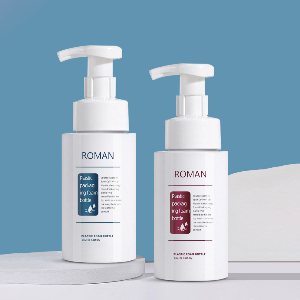 Søt plastikk, rund hånddesinfeksjon Rensende skumpumpeflaske 200 ml 300 ml 500 ml størrelser for ansiktsrens sjampoemballasje