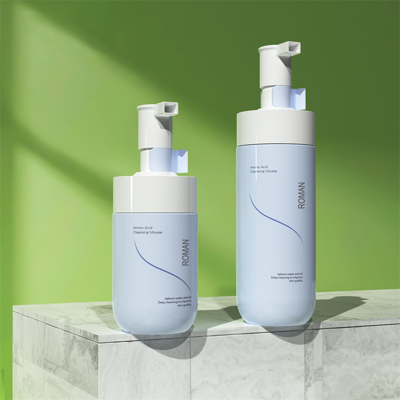 Private Label Facial Whitening Foamer Skånsom rensende Mousse Bubble Cleanser Blå PET-skumpumpeflaske 150 ml 200 ml 300 ml