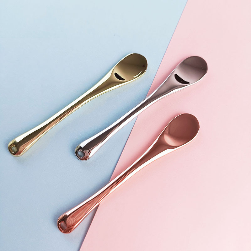 3 farger gjenbrukbar mini metall sinklegering øyekrem skje sminke spatel for påføring av øyekrem 3 farger gjenbrukbar mini metall sinklegering øyekrem skje sminke spatel for påføring av øyekrem