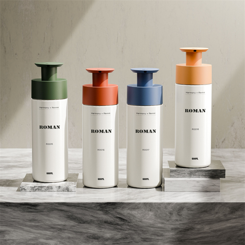 200ml 300ml 400ml 600ml PET plast runde pumpeflasker for sjampo Body Wash Lotion Flytende håndsåpe dusjgel emballasje