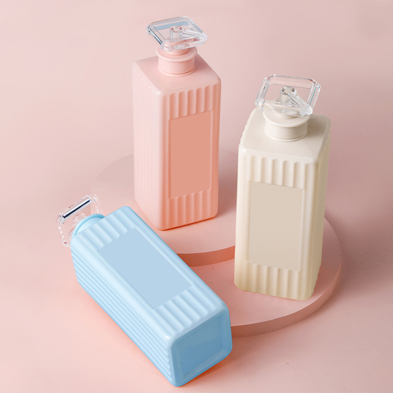 500 ml 750 ml kvadratisk plastik pet Lotion pumpeflaske med stripeform overflate for hårolje sjampo og balsam kosmetikkbeholder 500 ml 750 ml kvadratisk plastik pet Lotion pumpeflaske med stripeform overflate for hårolje sjampo og balsam kosmetikkbeholder