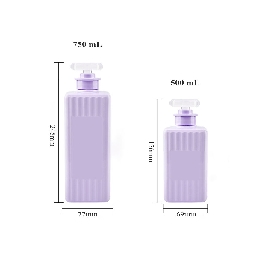 500 ml 750 ml kvadratisk plastik pet Lotion pumpeflaske med stripeform overflate for hårolje sjampo og balsam kosmetikkbeholder 500 ml 750 ml kvadratisk plastik pet Lotion pumpeflaske med stripeform overflate for hårolje sjampo og balsam kosmetikkbeholder
