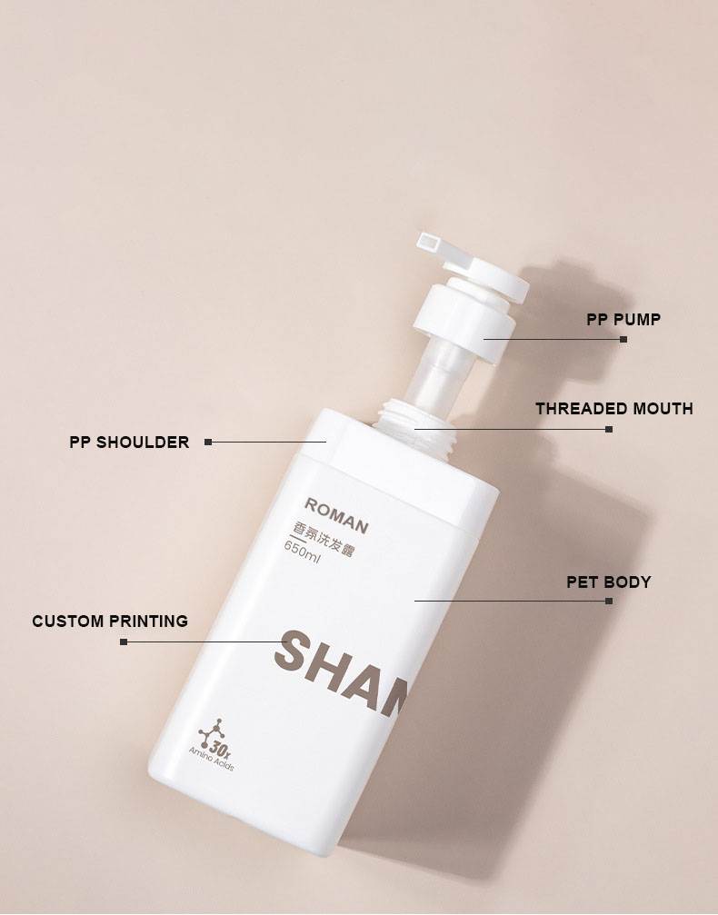 Nytt design Privat logo Matt Hvit 650ml Firkantet Tom HDPE Plast Vaskemiddel Flytende Flaske 1L For Shampoo Shower Gel Nytt design Privat logo Matt Hvit 650ml Firkantet Tom HDPE Plast Vaskemiddel Flytende Flaske 1L For Shampoo Shower Gel