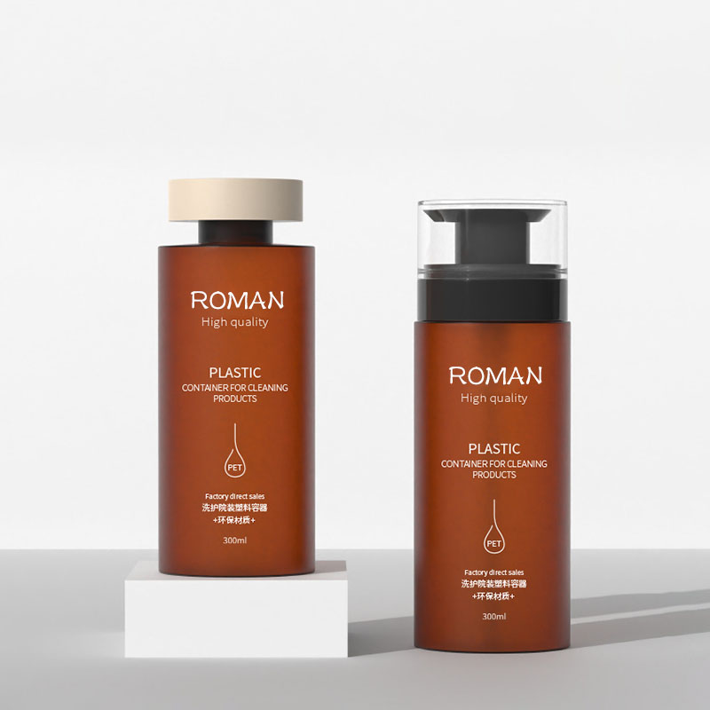 Plastflasker med pumpedispenser lekkasjesikker stor tom klar ravfarget sylinder som kan fylles på for sjampo hårbalsam-lotionoljer Plastflasker med pumpedispenser lekkasjesikker stor tom klar ravfarget sylinder som kan fylles på for sjampo hårbalsam-lotionoljer