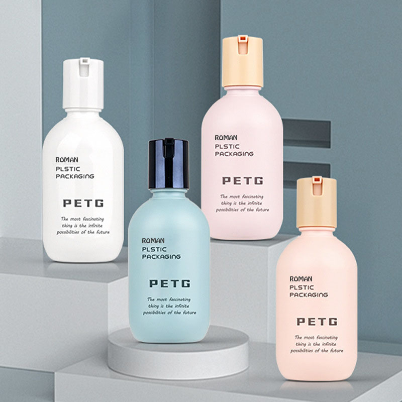 Gjenfyllbar Nytt design Spf 50+ Solkrememballasjeflaske 50ml 80ml 130ml Kosmetisk plast Hudbleking Solkrem Lotion Sprayflaske