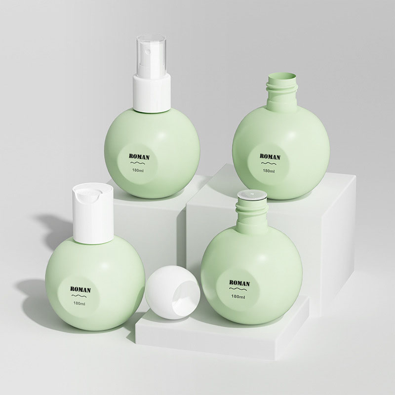 180 ml PE sfæriske tomme flasker Nytt design påfyllbar plastlotionpumpeflaske for kremsjampo parfyme kosmetikkemballasje