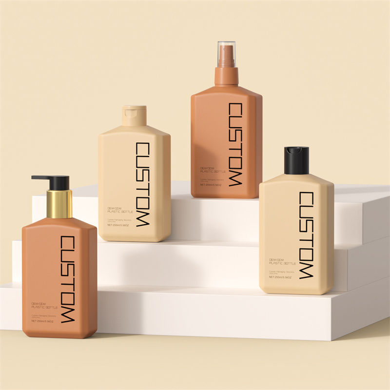 250ml 10oz Frosted Flat Skrå Skulder Hånd Body Lotion Pump Flasker Hudpleie Baby Shampoo Shower Gels Flaske