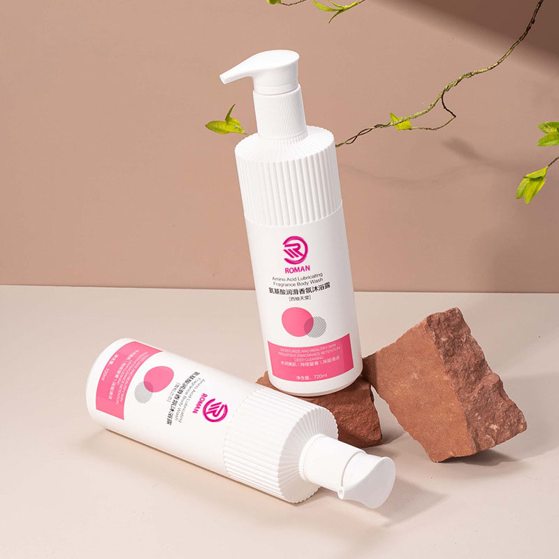 Varm hvit stripet HDPE plastflaske med bølget munnstykke 500 ml 700 ml sjampo dusjgel lotion med pumpehette Vietnam Varm hvit stripet HDPE plastflaske med bølget munnstykke 500 ml 700 ml sjampo dusjgel lotion med pumpehette Vietnam