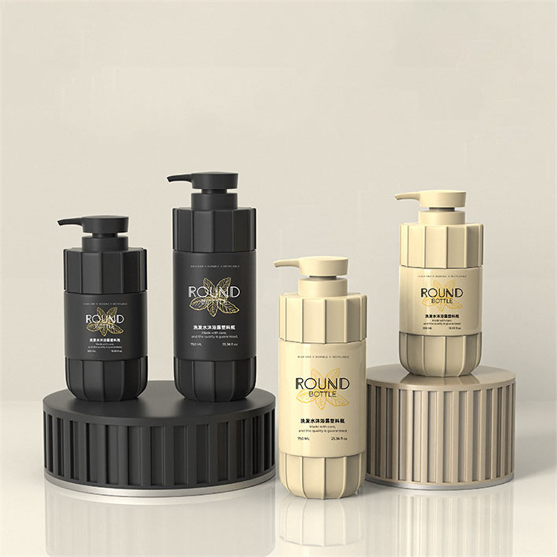 Matt Svart 550 ml 600 ml 700 ml 750 ml Pet Plast Strip Tykkvegg Plast Lotion Pumpeflaske For Cleaner Suncream Shampoo Shower Gel