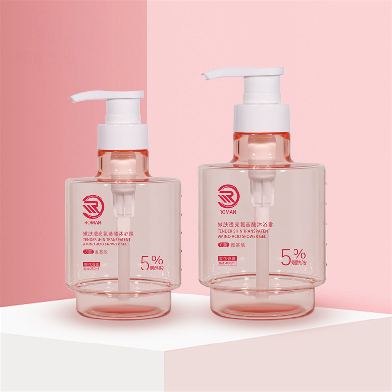 New Arrival Premium Pink 250ml 300ml 400ml Matt Transparent Tom Rund Luksus Hudpleie Kroppsolje Ansiktsserumpumpe og lotionflaske med emballasje