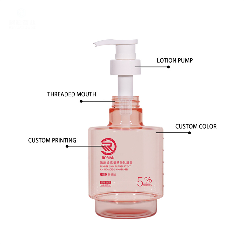 New Arrival Premium Pink 250ml 300ml 400ml Matt Transparent Tom Rund Luksus Hudpleie Kroppsolje Ansiktsserumpumpe og lotionflaske med emballasje New Arrival Premium Pink 250ml 300ml 400ml Matt Transparent Tom Rund Luksus Hudpleie Kroppsolje Ansiktsserumpumpe og lotionflaske med emballasje