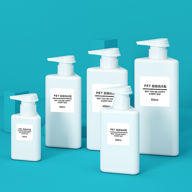 Ny trekantet PET-plastflaske for ansiktsrengjøringslotion eller hudpleielotion 100 ml 200 ml 300 ml 400 ml 500 ml kosmetikkflaske