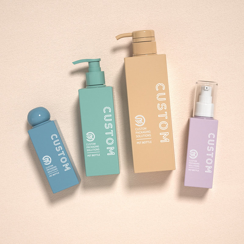 Premium Plastic Square 200ml 250ml Clear Frosted Cosmetic Lotion-flasker for hudpleie Serum Premium Toner-emballasje med kuleformet skrukork Premium Plastic Square 200ml 250ml Clear Frosted Cosmetic Lotion-flasker for hudpleie Serum Premium Toner-emballasje med kuleformet skrukork