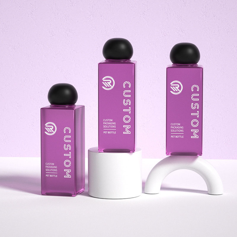 Premium Plastic Square 200ml 250ml Clear Frosted Cosmetic Lotion-flasker for hudpleie Serum Premium Toner-emballasje med kuleformet skrukork Premium Plastic Square 200ml 250ml Clear Frosted Cosmetic Lotion-flasker for hudpleie Serum Premium Toner-emballasje med kuleformet skrukork