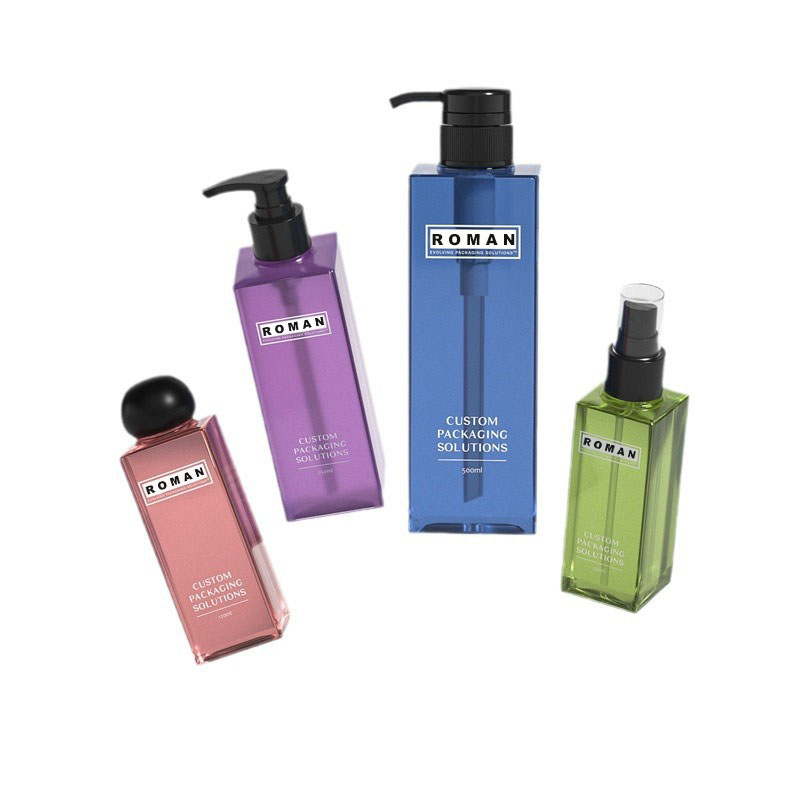 Premium Plastic Square 200ml 250ml Clear Frosted Cosmetic Lotion-flasker for hudpleie Serum Premium Toner-emballasje med kuleformet skrukork Premium Plastic Square 200ml 250ml Clear Frosted Cosmetic Lotion-flasker for hudpleie Serum Premium Toner-emballasje med kuleformet skrukork