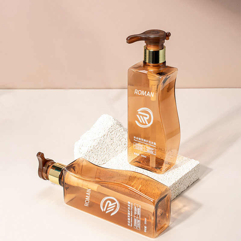 Pålitelig 350 ml 500 ml kurveformet ravfarget kjæledyrplast, tom bodylotion-flaske med pumpe for hårpleie, bruk av sjampobalsam eller ansiktskrem Pålitelig 350 ml 500 ml kurveformet ravfarget kjæledyrplast, tom bodylotion-flaske med pumpe for hårpleie, bruk av sjampobalsam eller ansiktskrem