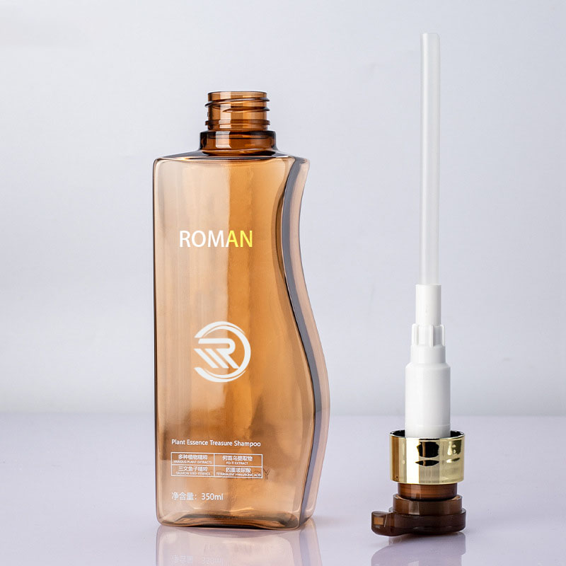 Pålitelig 350 ml 500 ml kurveformet ravfarget kjæledyrplast, tom bodylotion-flaske med pumpe for hårpleie, bruk av sjampobalsam eller ansiktskrem Pålitelig 350 ml 500 ml kurveformet ravfarget kjæledyrplast, tom bodylotion-flaske med pumpe for hårpleie, bruk av sjampobalsam eller ansiktskrem